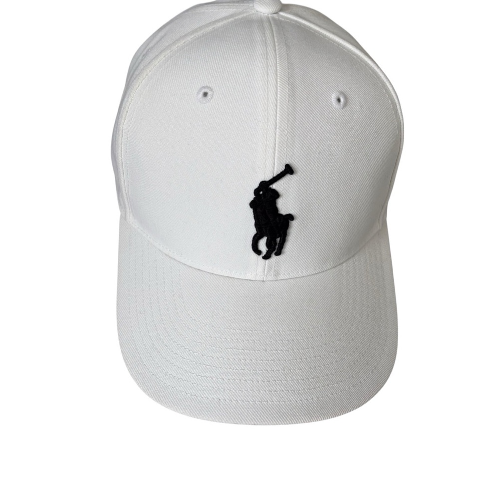 Polo Ralph Lauren Men’s White Baseball Cap Black Embroidered Big Pony OS NWT
